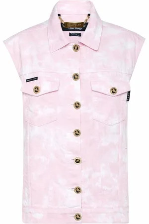 Philipp Plein Denimvest med bleget effekt