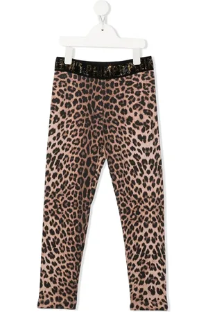 Philipp Plein Leggings med leopardtryk og logo i taljen