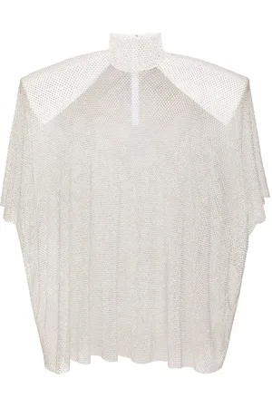 Dolce & Gabbana Bluse i mesh med rhinstenudsmykning