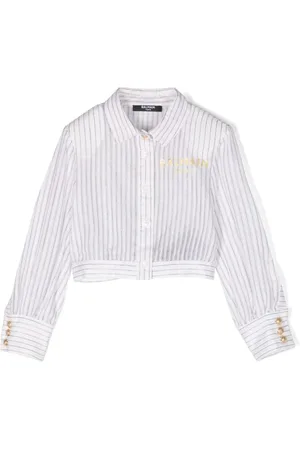 Balmain Skjorte med logotryk og striber