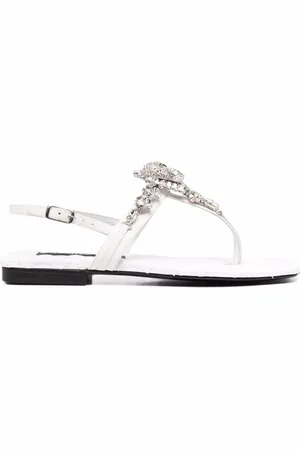 Philipp Plein Flade sandaler med krystal-dødningehoved