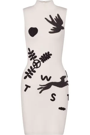 Moschino Kort broderet kjole i strik