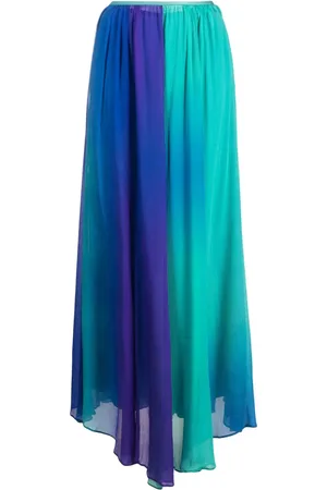 FORTE FORTE Lang plisseret nederdel med colourblocking