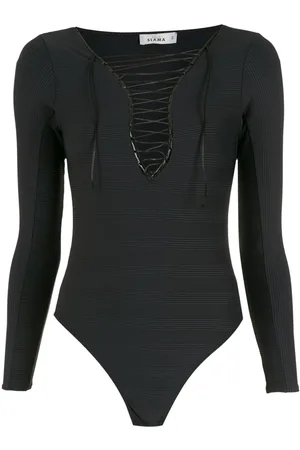 AMIR SLAMA Ribbet bodysuit med blonderyg