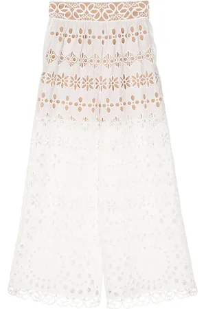 Elie saab Palazzo-bukser med broderie anglaise