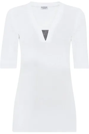 Brunello Cucinelli Monili T-shirt med kædeudsmykning