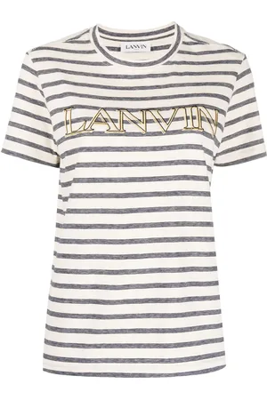 Lanvin Stribet T-shirt med logotryk