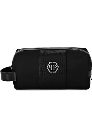 Philipp Plein Toilettaske med logoplade og lynlås
