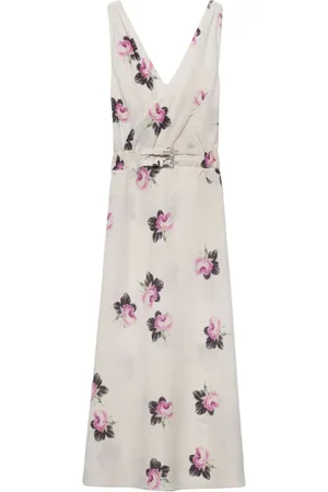 Prada Sablé midi-kjole med blomstertryk