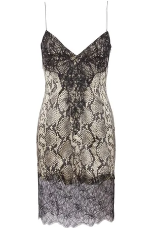 Balmain Kort blondekjole med pytontryk