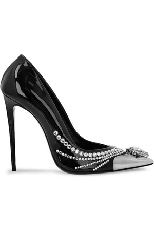 Philipp Plein 105mm pumps i læder med krystaludsmykket rem