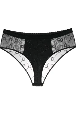 Marine Serre Trusser i mesh med monogram i flock-tekstur