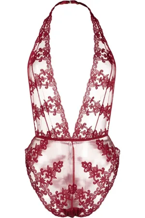 Fleur of England Gisele body med blomstret broderi og halterneck