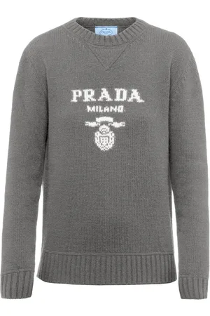 Prada Intarsiastrikket trøje med logo