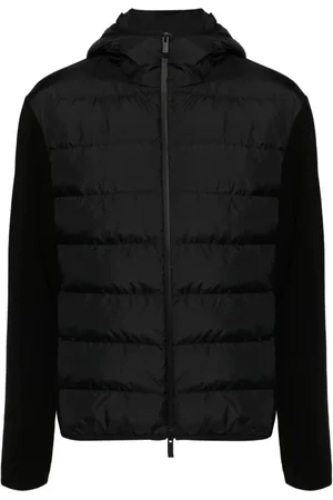 Moncler Strikket jakke med polstrede paneler og hætte