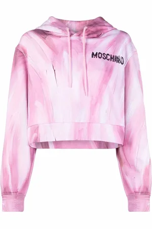 Moschino Cropped hættetrøje med lynlås og penselstrøg