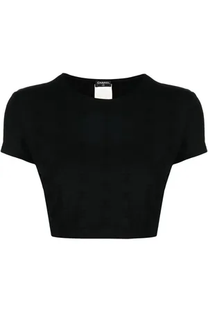 CHANEL 1997 cropped top med CC-logobroderi