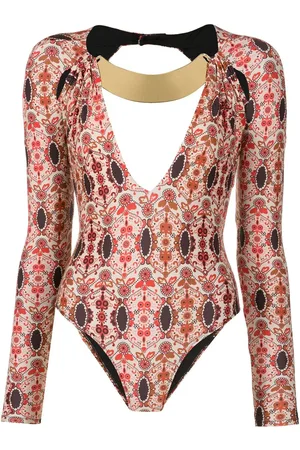 AMIR SLAMA Bodysuit med blomstertryk og V-hals