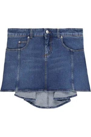 Alexander McQueen Kort denimnederdel med high-low-snit