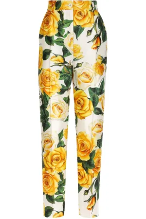 Dolce & Gabbana Højtaljede bukser med rosetryk