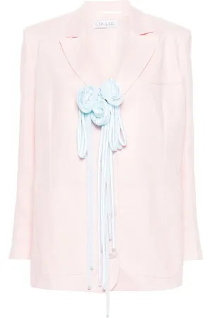 LOULOU Enkeltradet blazer med blomstret applikation