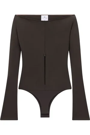 Courrèges Bodysuit med off-shoulder-snit og lynlås
