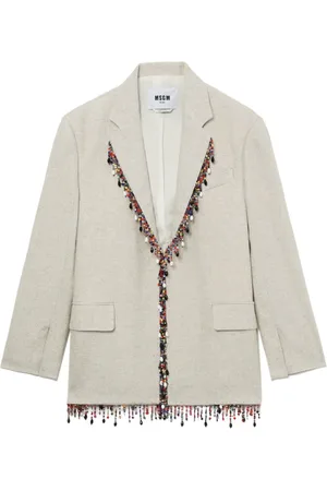 Msgm Enkeltradet blazer med perleudsmykning