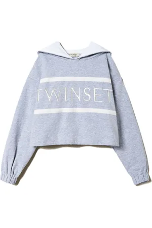 Twin-Set Cropped hættetrøje med broderet logo