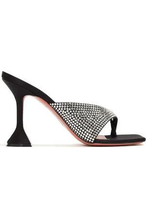 Amina Muaddi 95 mm Shiona mules med krystaludsmykning