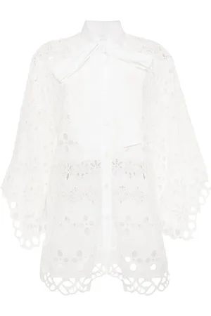 Elie saab Skjorte i bomuld med blondebroderi