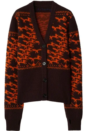Burberry Cardigan i uld med rævemotiv