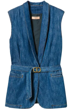Twin-Set Vest i denim med bælte