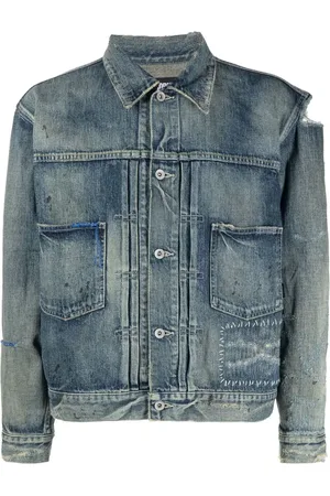 NEIGHBORHOOD Denimjakke med slitageeffekt