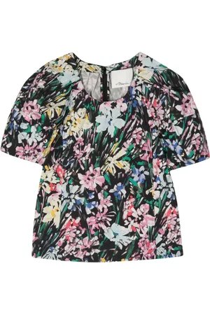 3.1 Phillip Lim Top med pufærmer og knappedetalje