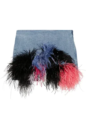 LOULOU Kort nederdel i denim med fjerkant