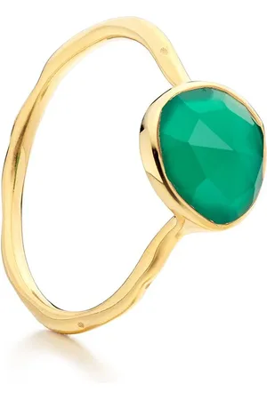 Monica Vinader GP Siren Stacking-ring med grøn onyks