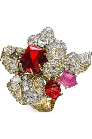 Anabela Chan Ruby Blossom ring i 18 karat forgyldt sølv