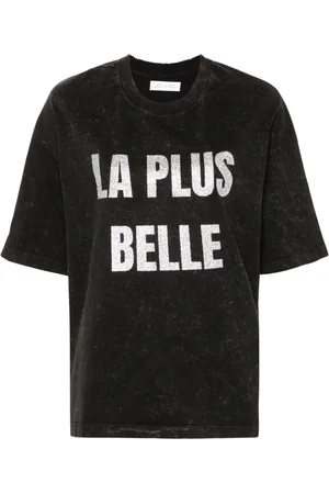 LOULOU T-shirt med glimmer-tryk og vasket effekt
