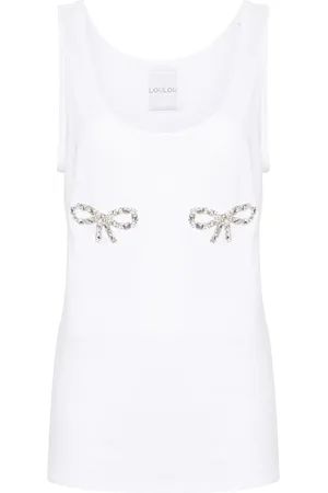 LOULOU Tanktop med krystalsløjfer