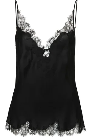 CARINE GILSON Camisole-top i silke med blondekant