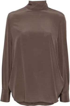 Brunello Cucinelli Silkebluse med høj hals