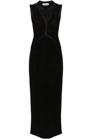 Jil Sander Strikket maxi-kjole med V-hals