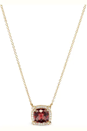 David Yurman Petite Chatelaine halskæde med pavesat diamantvedhæng i 18 karat guld