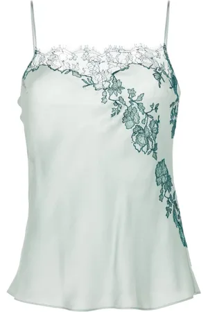 CARINE GILSON Camisole-top i silke med blondekant