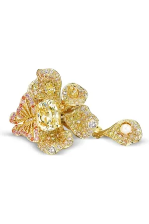 Anabela Chan Peony Butterfly ring i forgyldt sølv i 18 karat guld med ædelsten
