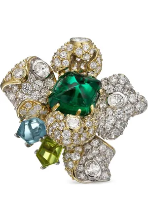 Anabela Chan Vermeil Emerald Blossom ring i 18 karat guld med ædelsten