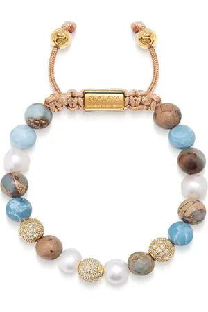 Nialaya Perledekoreret armbånd med perle-larimar-opal