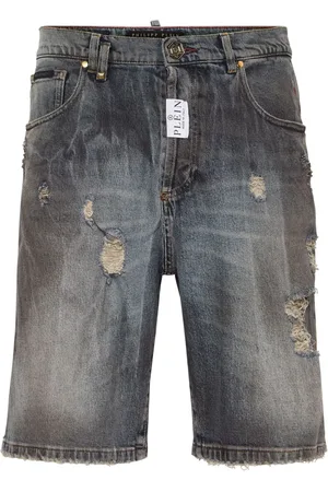 Philipp Plein Shorts i denim med slitageeffekt