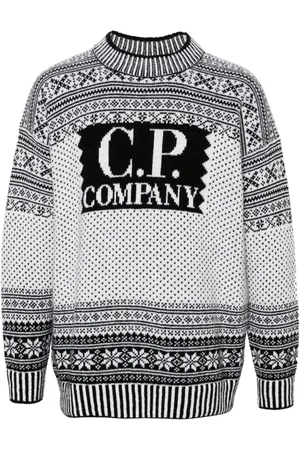 C.P. Company Intarsiastrikket sweater med logo