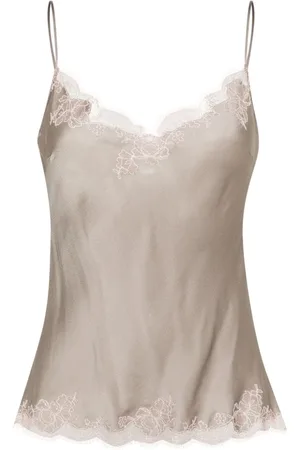 CARINE GILSON Camisole-top i silke med blondekant